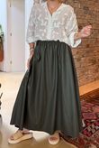 Made in Italy Runa Leather Look Skirt Khaki